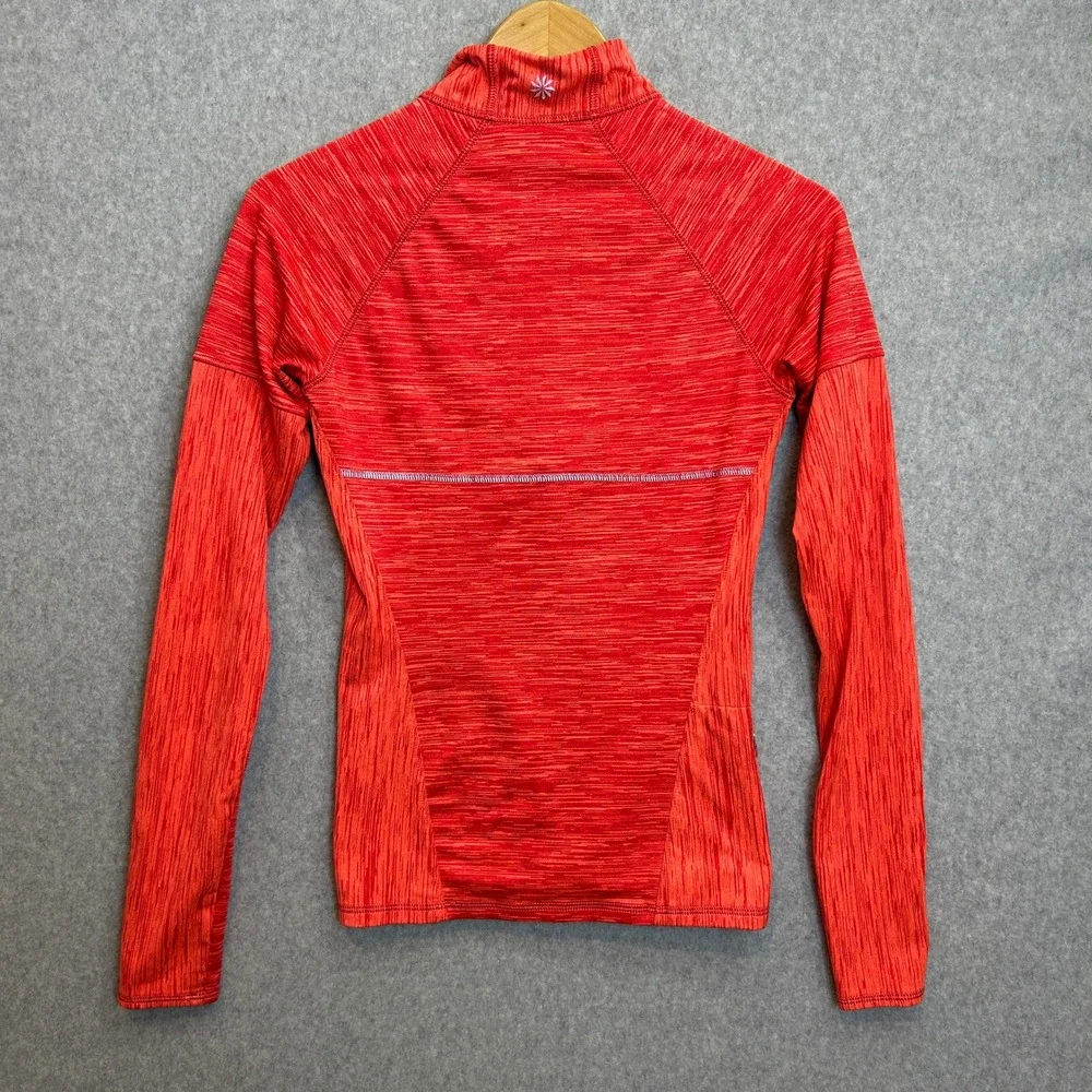 Athleta XXS 1/4 Zip Athletic Pullover Red Orange Space Dye Long Sleeve Running